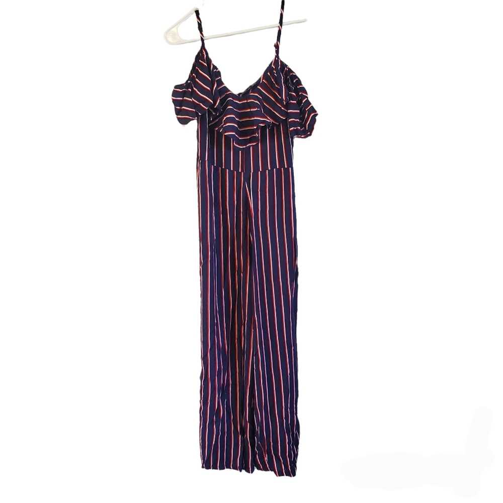 THREAD STORY striped jumpsuit red blue sz M